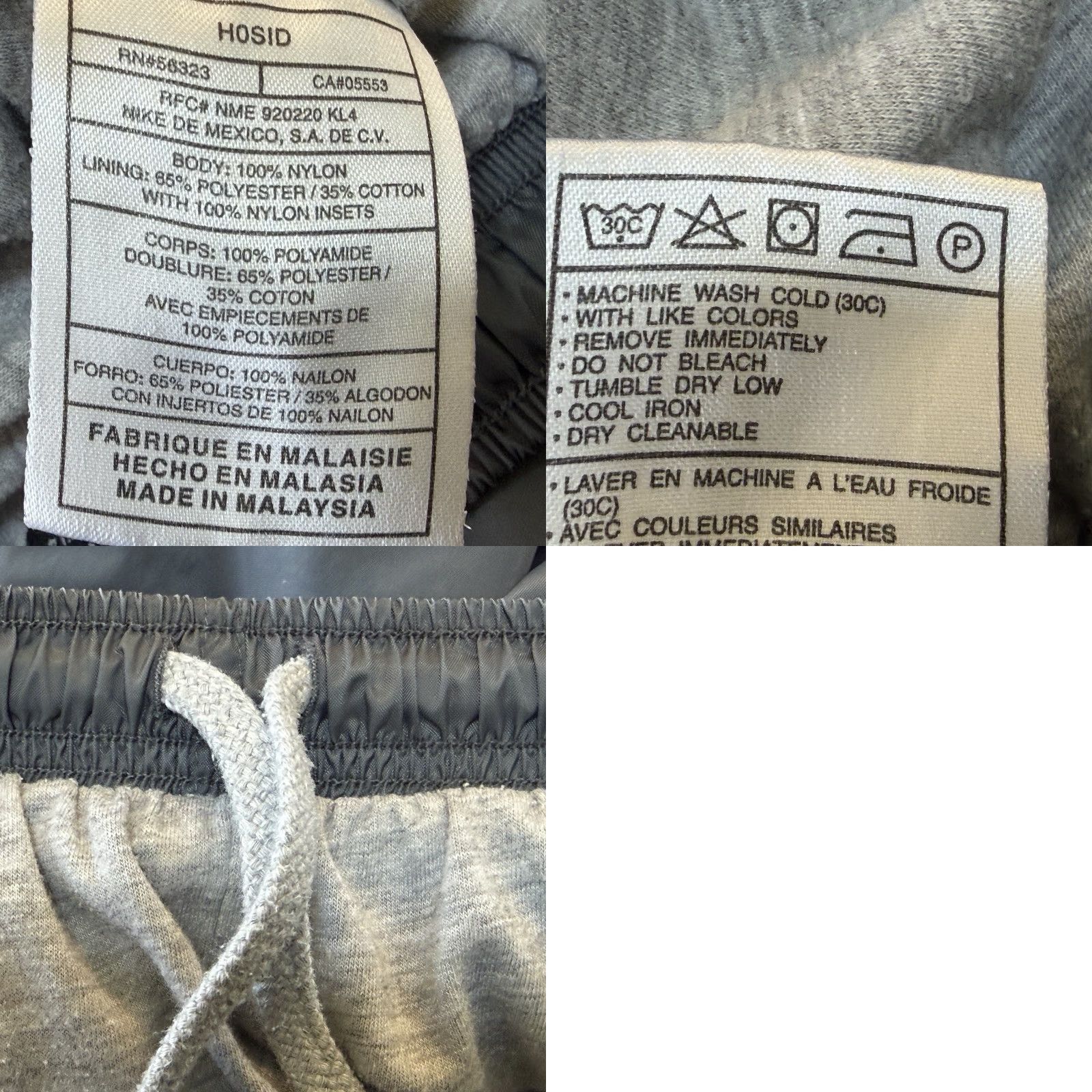 Nike Nike Track Windbreaker Pants Mens XL Gray Elastic Waist Drawstring Zip Hem Lined Pockets Nylon Polyester Blend Zip Pockets Size US 36 / EU 52 - 8 Thumbnail