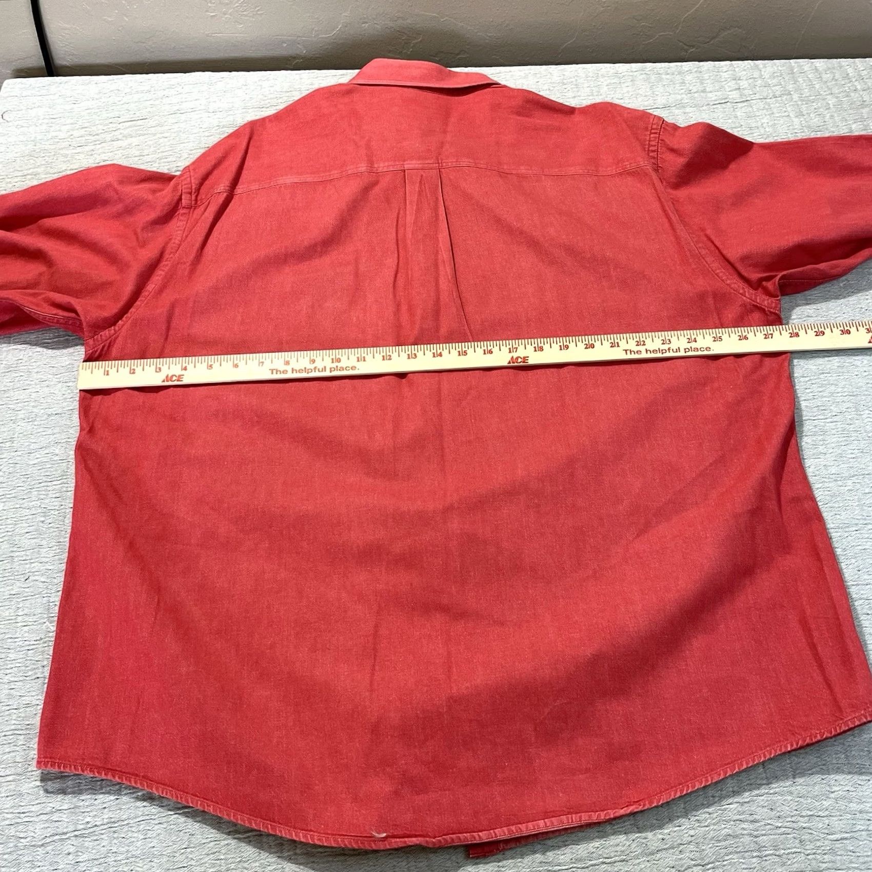 Lands' End VINTAGE Lands' End Heavyweight Cotton Work Shirt Men Solid Red XL Long Sleeve Button-Down Collar Size US XL / EU 56 / 4 - 6 Thumbnail