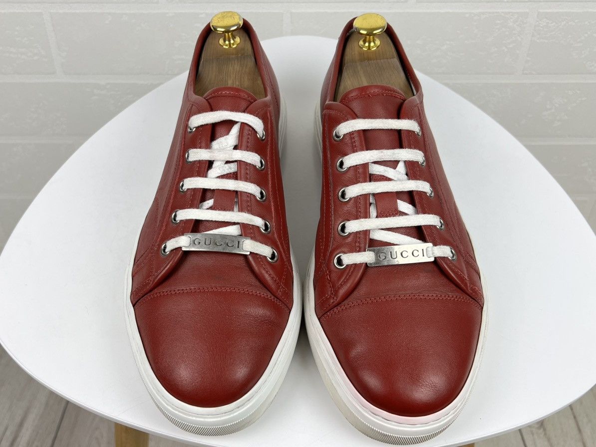 Gucci GUCCI Sneakers Low Top Leather GG Miro Soft Metal Logo Red Size US 8.5 / EU 41-42 - 6 Thumbnail