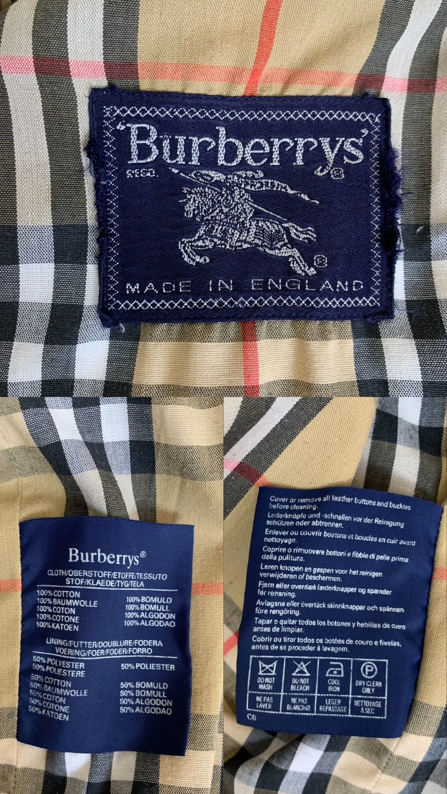 Vintage Burberrys Womens Nova Check Jacket Size C6 England