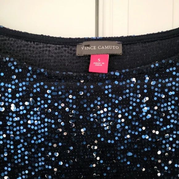 Vince Camuto 3/4 Flounce Sleeve Metallic Sequin Shift Dress NWOT Evening Size S / US 4 / IT 40 - 9 Thumbnail