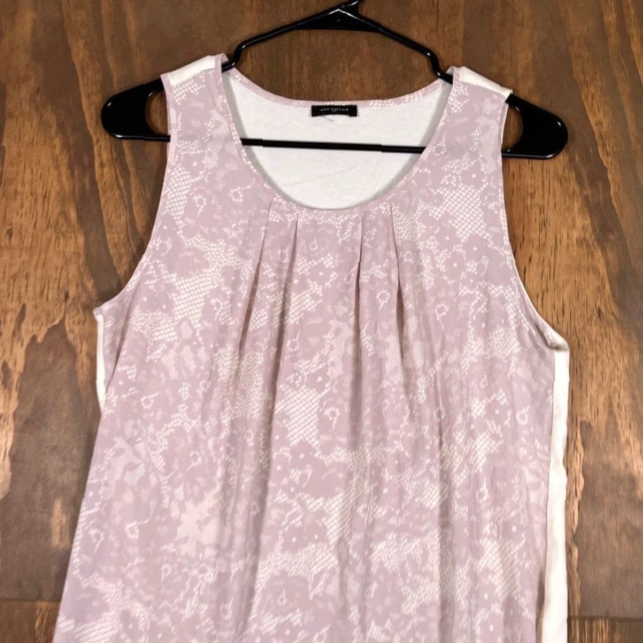 Vintage VINTAGE Ann Taylor Womens Tank Top Pink Cream Floral Lace Sleeveless Medium Camisole Shirt Size M / US 6-8 / IT 42-44 - 2 Thumbnail