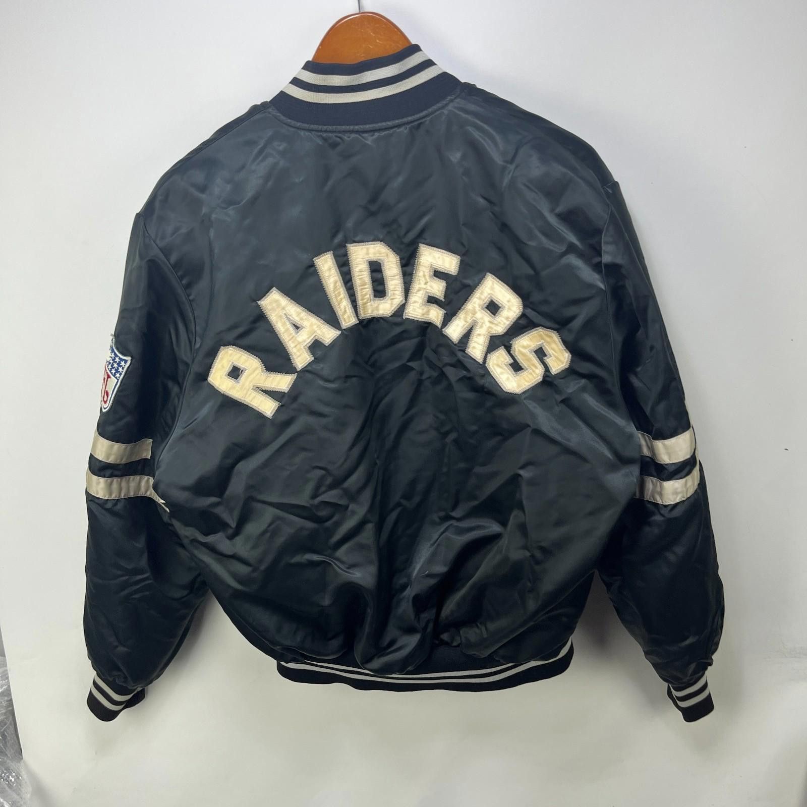 Chalk Line Vintage NFL Oakland Raiders Satin Bomber Jacket Button Up Size ONE SIZE - 3 Thumbnail