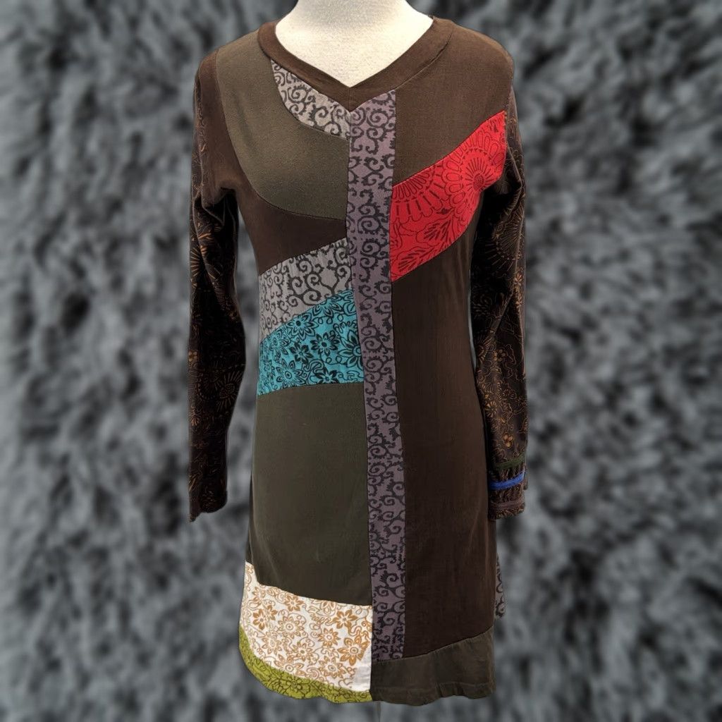 Kathmandu KATHMANDU Kathmandu 100% Cotton Mini Dress Brown M L Hippie Boho Courtship? Not applicable Size M / US 6-8 / IT 42-44 - 1 Thumbnail
