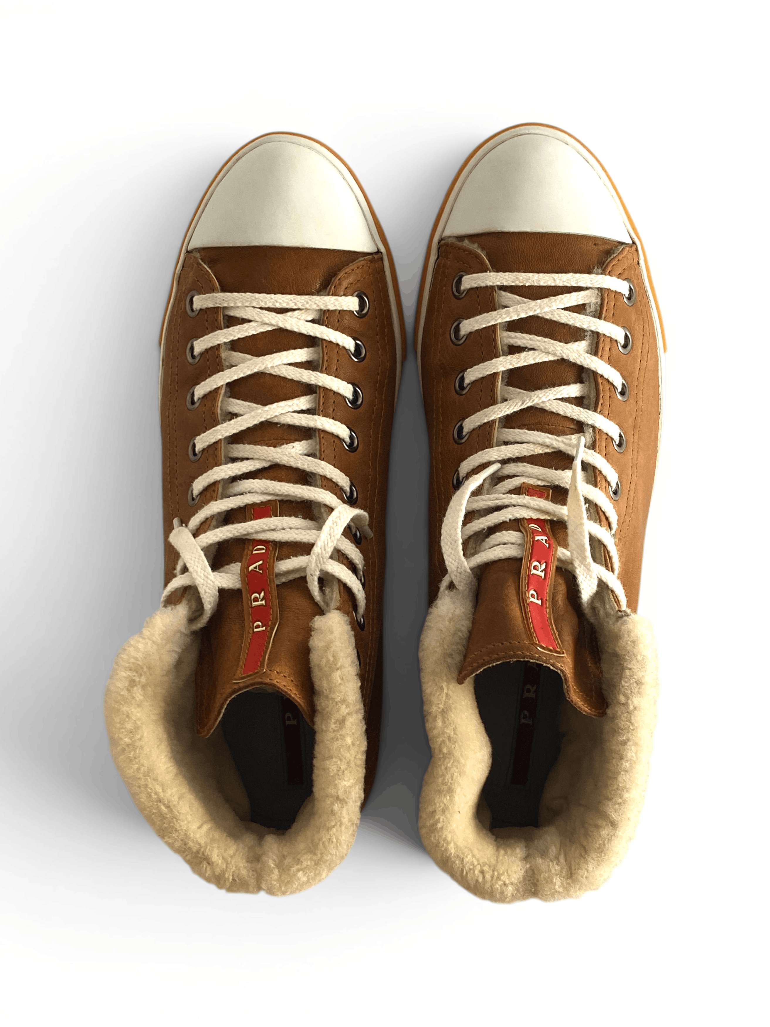 Prada Prada Brown White Suede Faux Sneakers Trainers Shoes Size US 8 / IT 38 - 5 Thumbnail