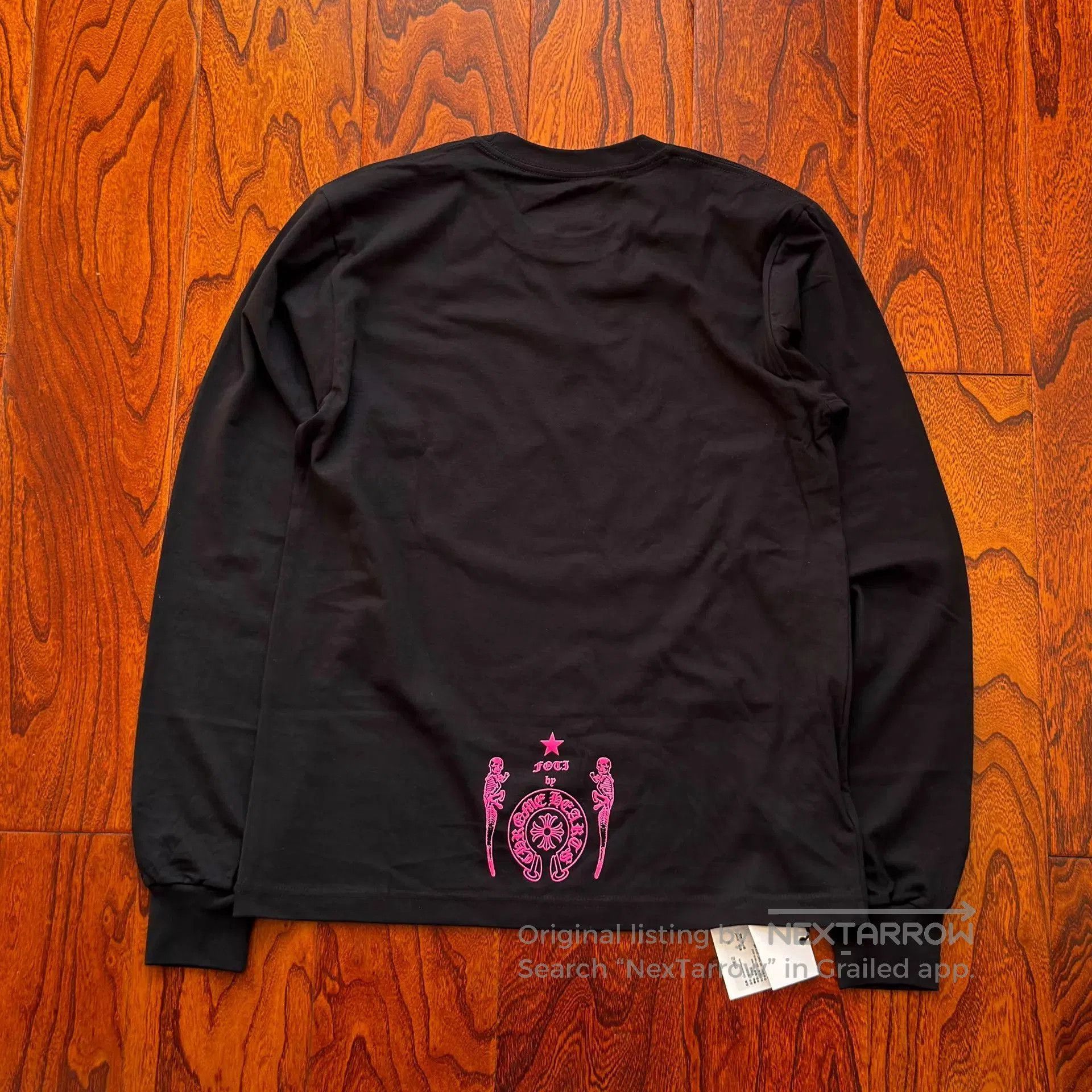 Chrome Hearts Black Long Sleeve Shirt with Pink Skull Wing Graphic. Size US M / EU 48-50 / 2 - 2 Thumbnail