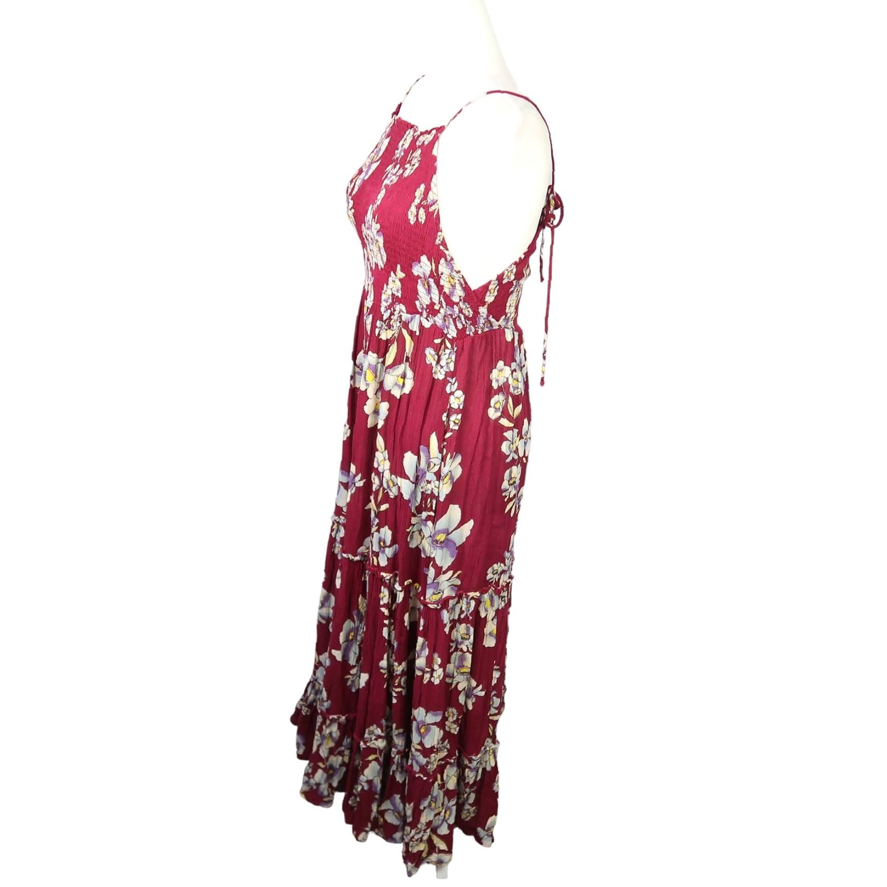 Free People Free People Intimately burgundy red and cream floral smocked maxi dress S Size S / US 4 / IT 40 - 2 Thumbnail