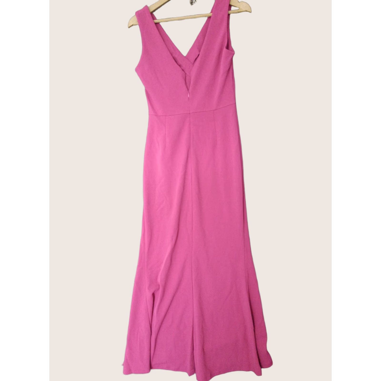 Pinko WOOSEA Pink Sleeveless V-Neck Long Dress for Women M - Evening Cocktail Dress, Formal, Party, Zipper Closure, Polyester Spandex, Solid Pattern Size M / US 6-8 / IT 42-44 - 1 Thumbnail