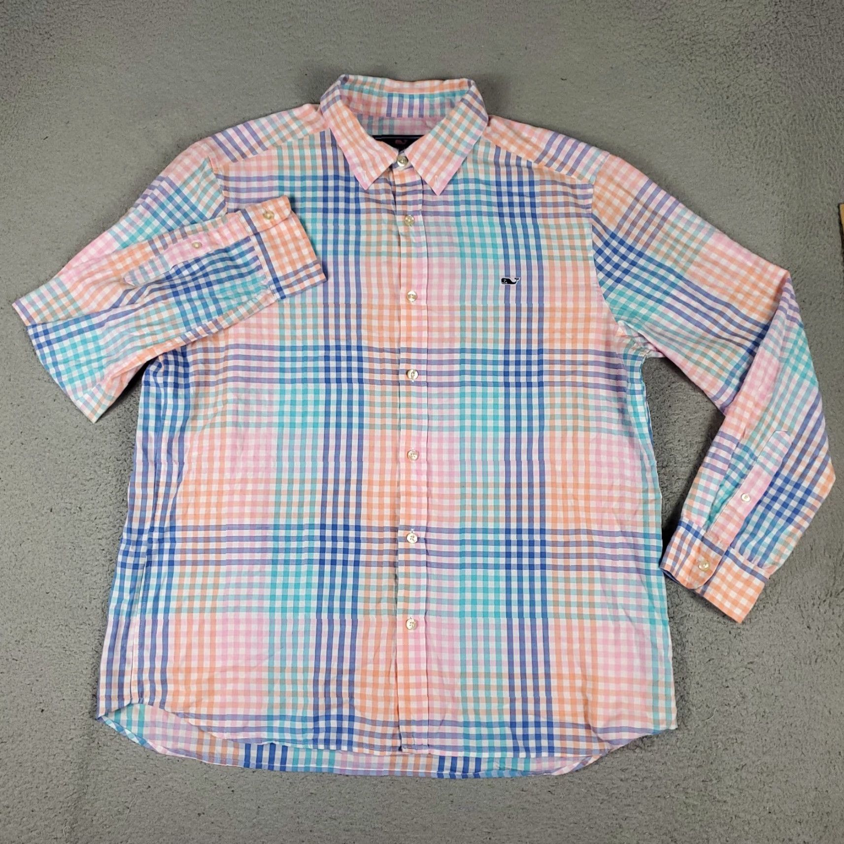 Vineyard Vines Vineyard Vines Shirt Mens Large Blue Orange Check Casual Button Up Long Sleeve Size US L / EU 52-54 / 3 - 2 Thumbnail