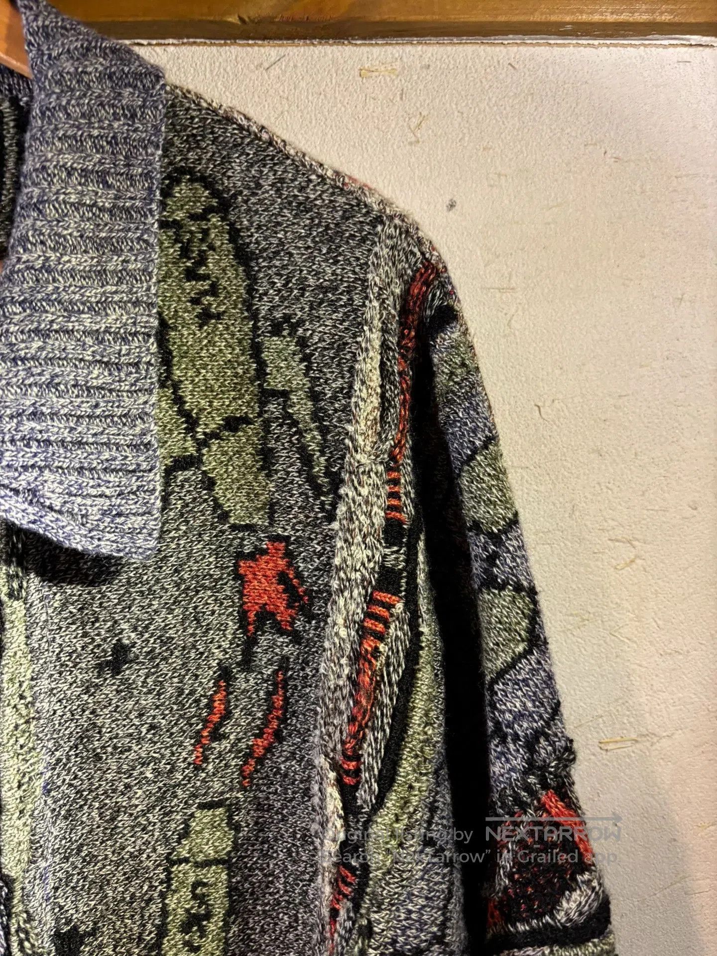 khujo Oversized Khaki Special Pattern Sweater. Size US M / EU 48-50 / 2 - 3 Thumbnail
