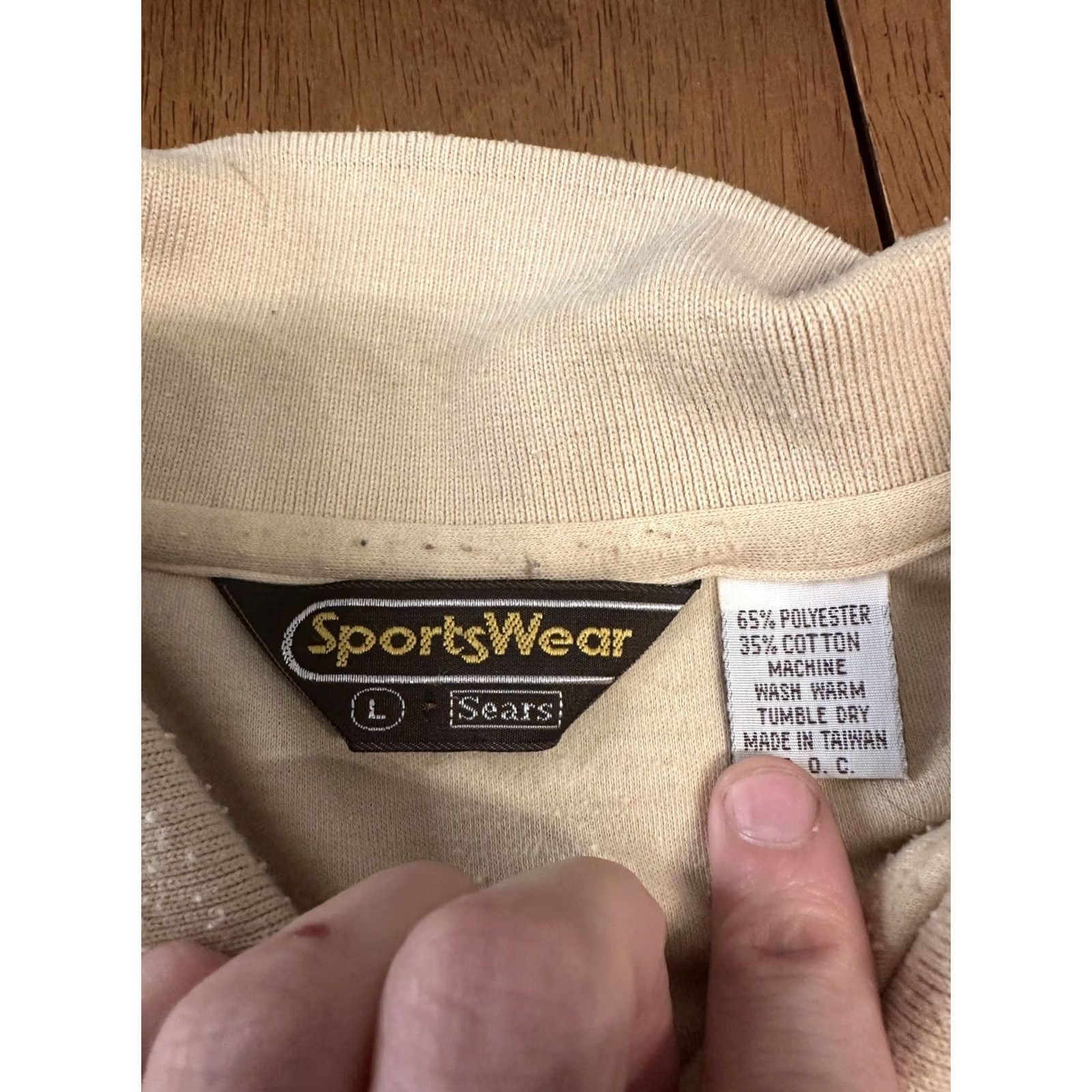 Sears VINTAGE Sears Sportswear Polo Shirt Large Beige 70s Size US L / EU 52-54 / 3 - 3 Thumbnail