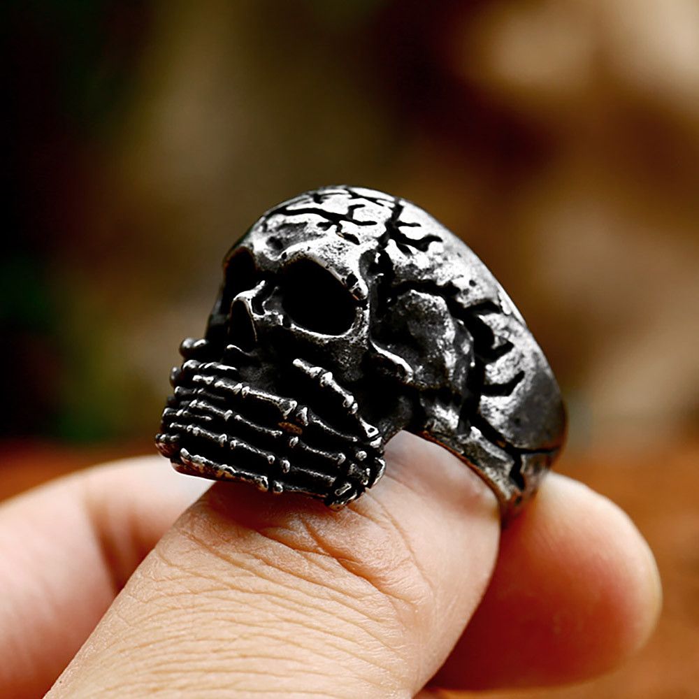 Vintage Gothic Vintage Skull Ring Size ONE SIZE - 3 Thumbnail
