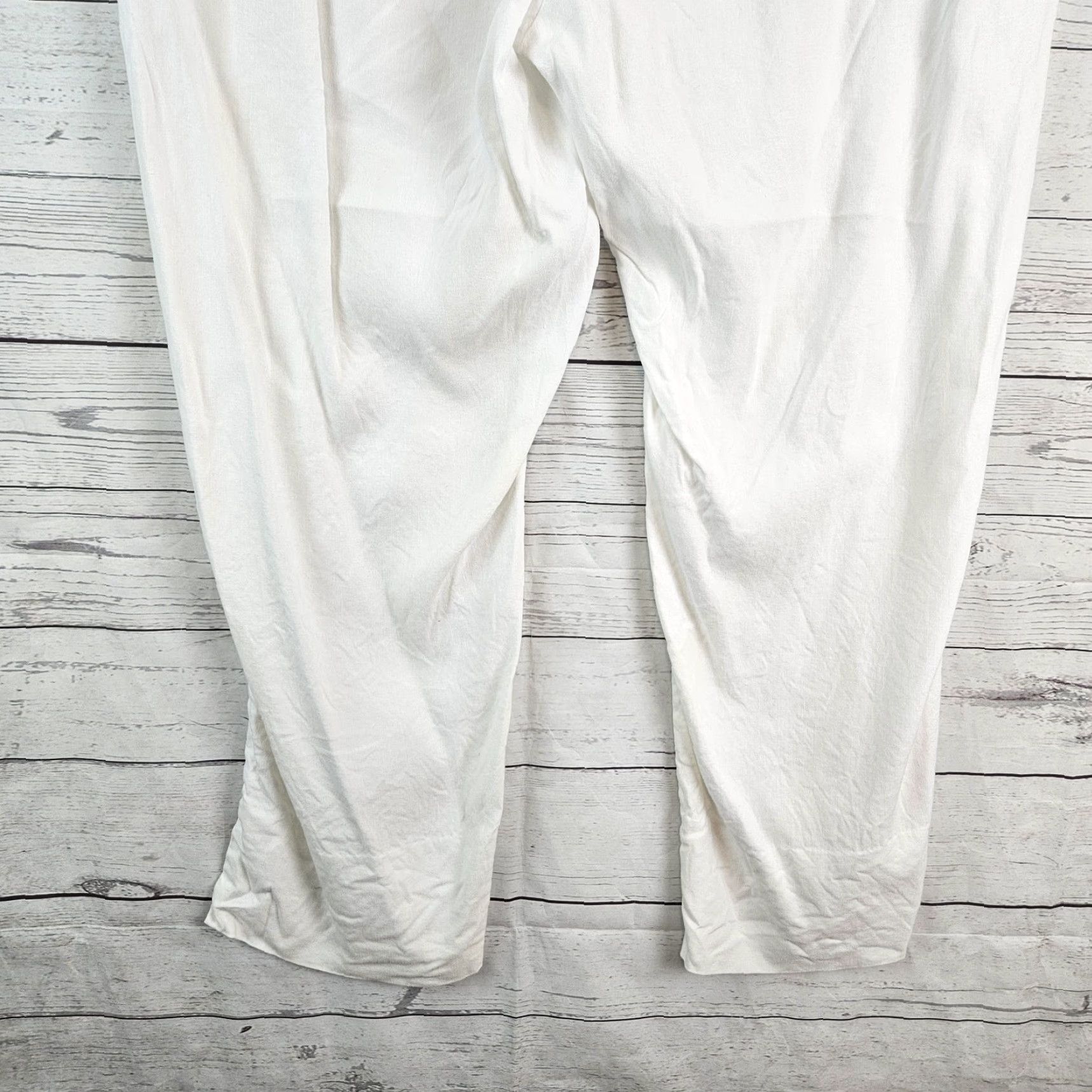 J. Jill VINTAGE J Jill Womens Linen Stretch Cropped Pants L White Pull On Mid Rise Size 36" / US 14 / IT 50 - 5 Thumbnail