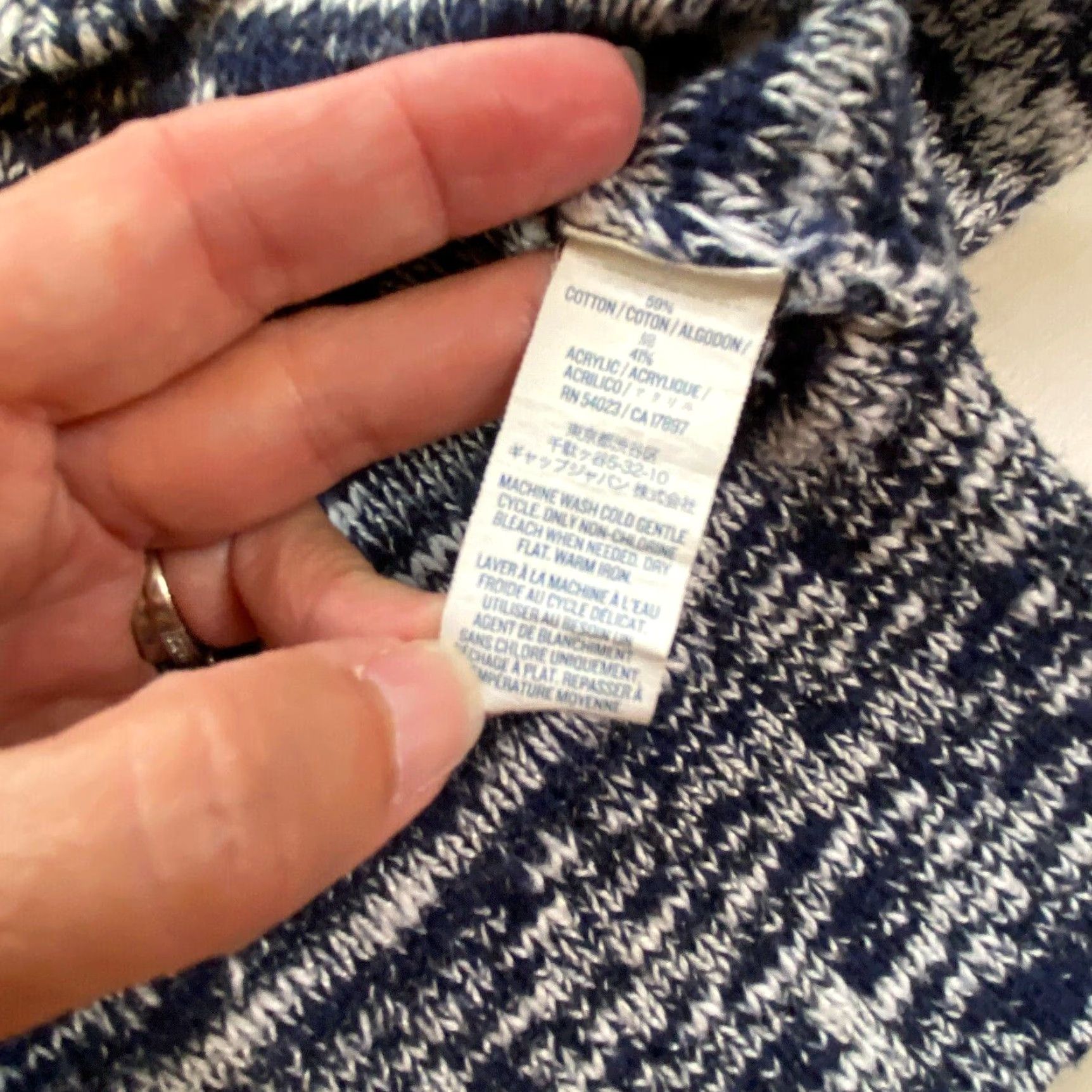 Old Navy Old Navy Womens Blue White Pullover Sweater Large Raglan Sleeve Relaxed Fit Breathable Size L / US 10 / IT 46 - 4 Thumbnail