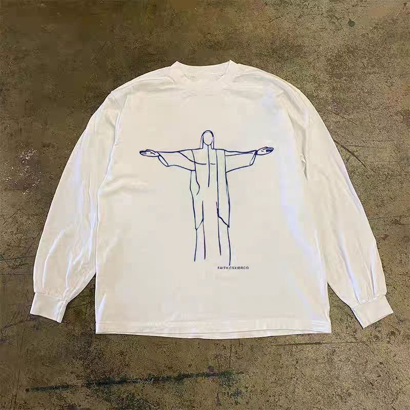 Vintage White washed vintage God print long-sleeved t-shirt Size US M / EU 48-50 / 2 - 1 Thumbnail