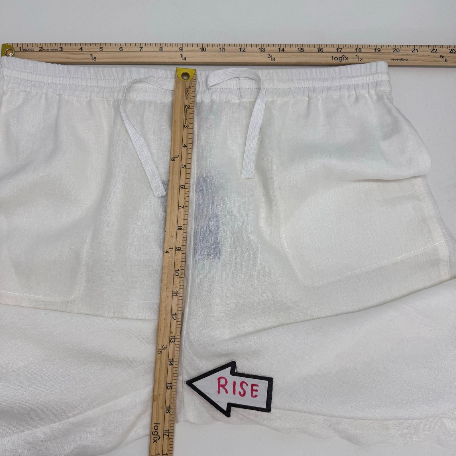 Marina Rinaldi Marina Rinaldi White Flax Linen Wide Leg Cropped Pant US 22 Size 22" - 4 Thumbnail