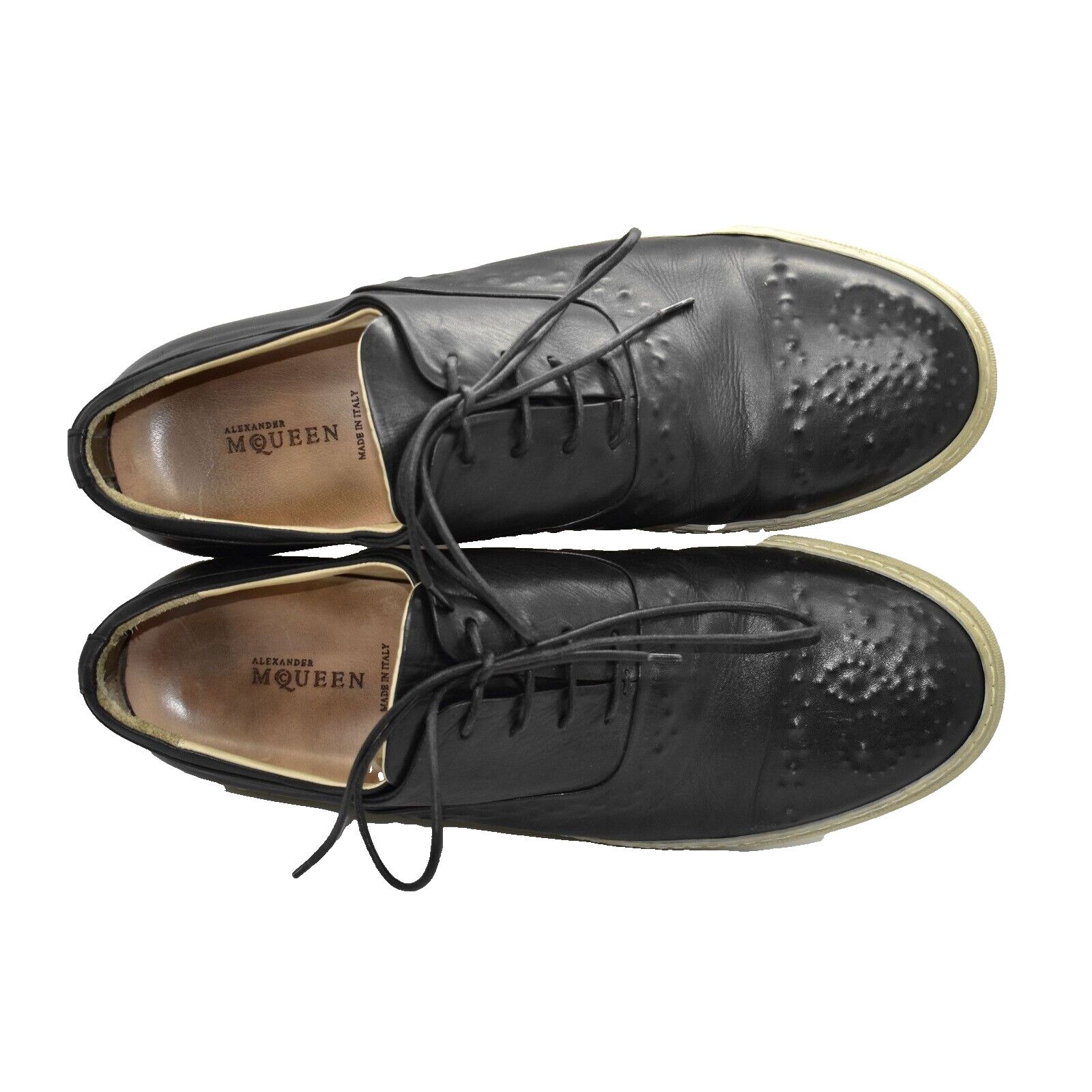 Alexander McQueen ALEXANDER MCQUEEN Black Leather Lace Up Trainers Shoes Sz 45 Size US 12 / EU 45 - 3 Thumbnail