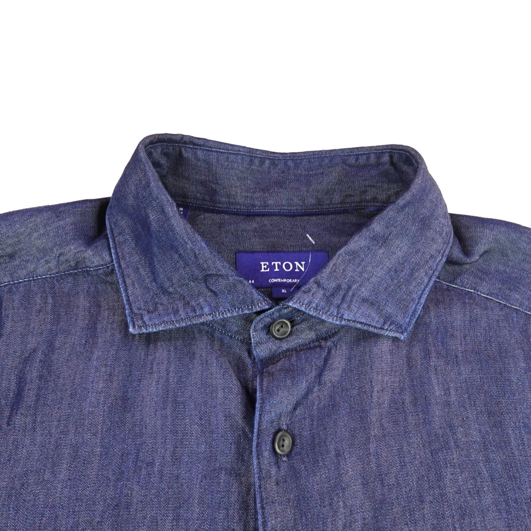 Eton VINTAGE Eton Shirt Mens XL Blue Lyocell Button Up Contemporary Fit 44 17.5 Long Sleeve Size US XL / EU 56 / 4 - 2 Thumbnail