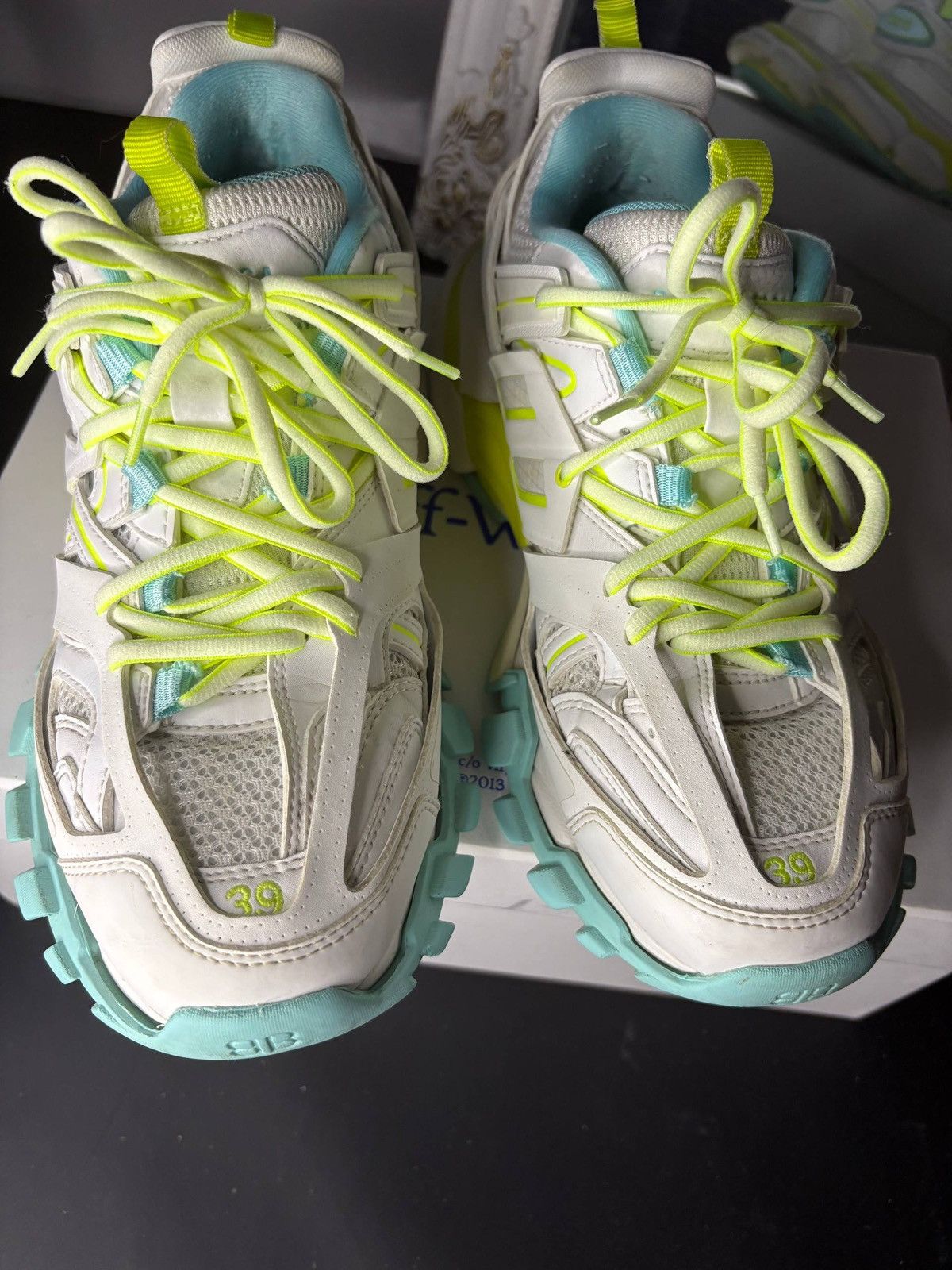 Balenciaga Balenciaga Track Sneakers – White / Neon Yellow / Blue Size US 9 / IT 39 - 3 Thumbnail