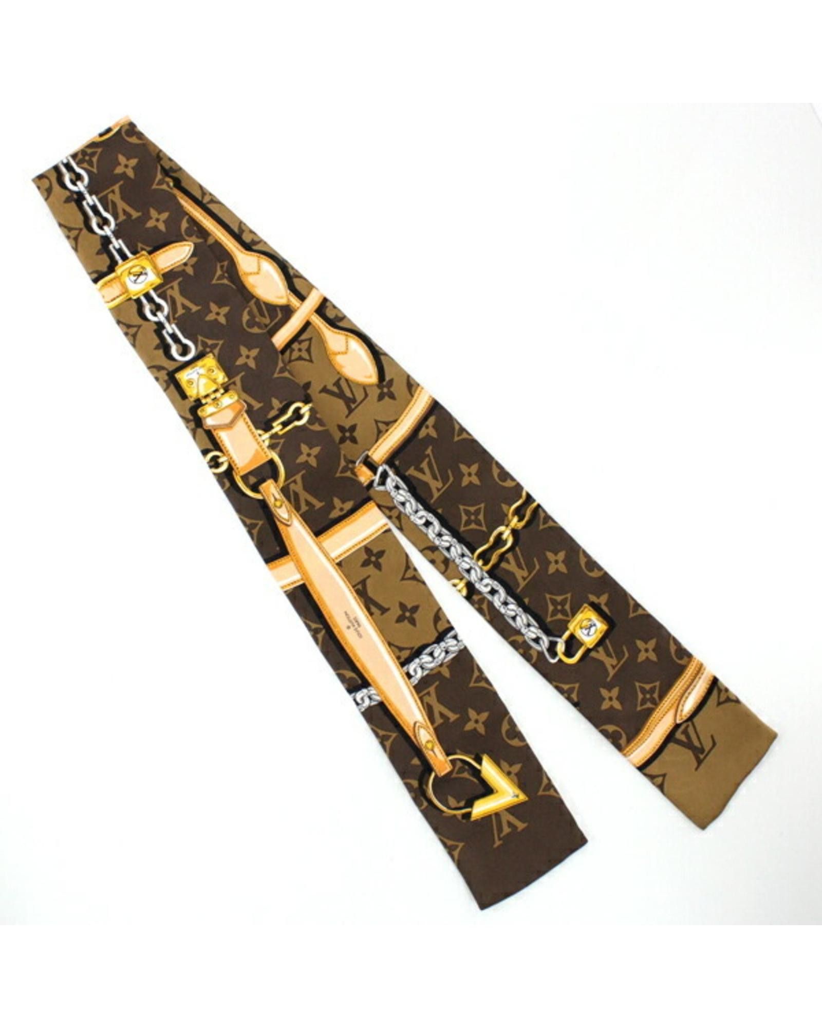 image of Louis Vuitton Timeless Brown Silk Scarf, Women's
