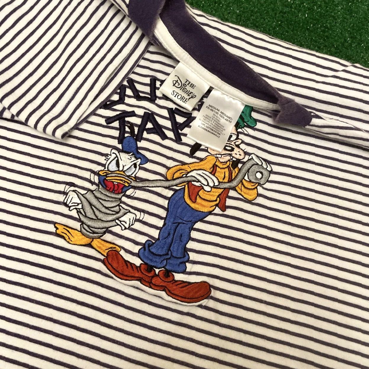Disney VTG 90s Disney Donald Duck Goofy Duck Tape Striped Shirt M Embroidered Short Sleeve Men Multicolor 90s Theme Shoes? Size US M / EU 48-50 / 2 - 2 Thumbnail