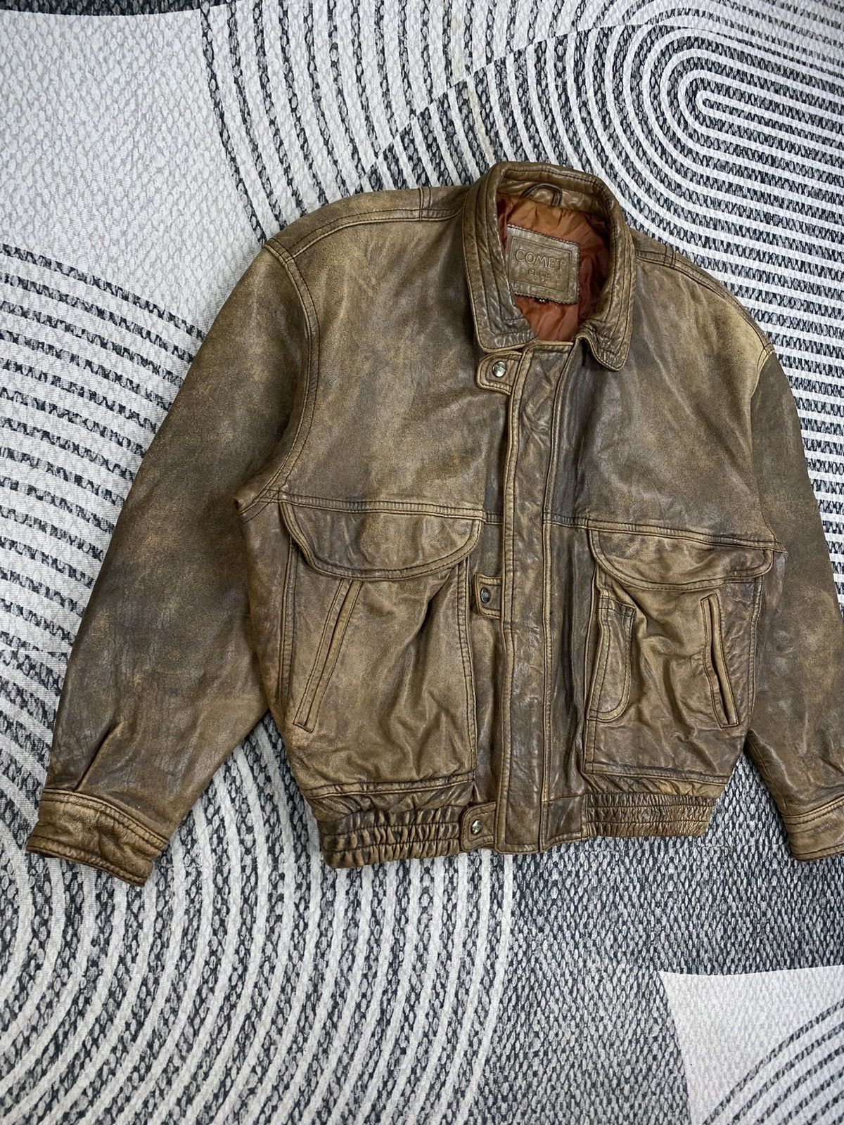 Leather Vintage Comet Club With Cargo Pocket Leather Flight Jacket Size US XL / EU 56 / 4 - 3 Thumbnail