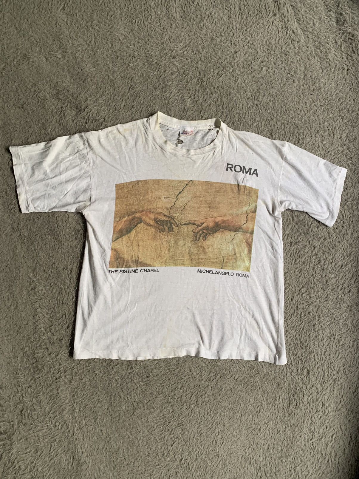 Vintage vintage 80s Thrashed Faded Michelangelo Art Tee Erd Grunge Size US XL / EU 56 / 4 - 1 Thumbnail