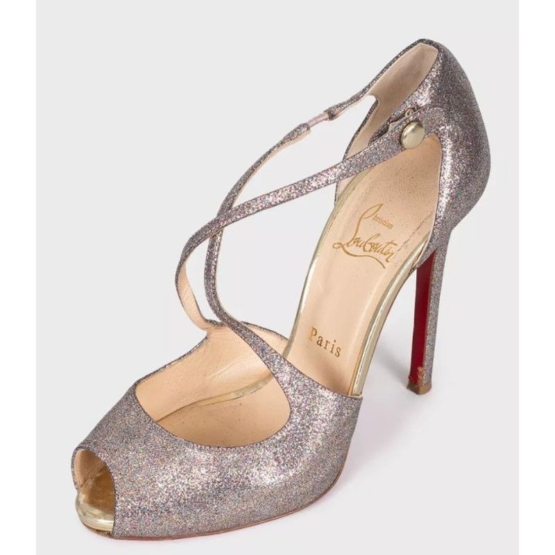 Christian Louboutin Christian Louboutin Shiny Leather Button Heel Sandals 38.5 Size US 7.5 / IT 37.5 - 3 Thumbnail