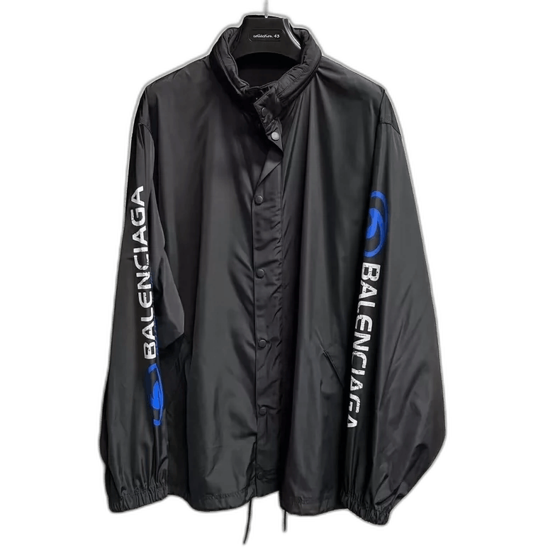 Balenciaga Balenciaga Black Logo Print Long Sleeve Jacket Size US XL / EU 56 / 4 - 1 Thumbnail