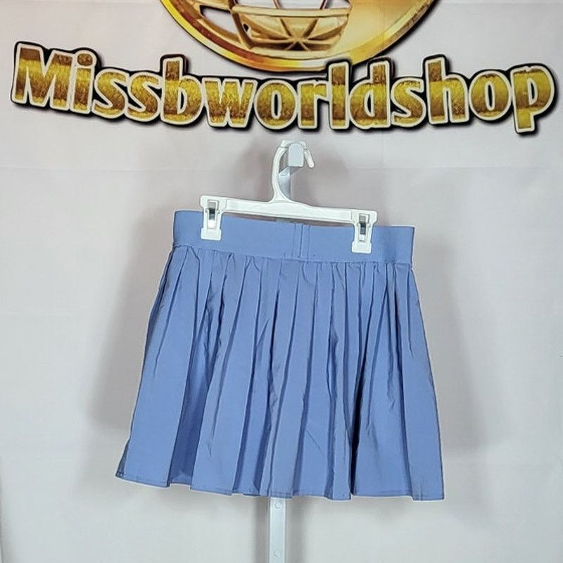 Other Love Streak Blue Pleated Skirt Built-In Shorts Size Large Size 30" / US 8 / IT 44 - 3 Thumbnail