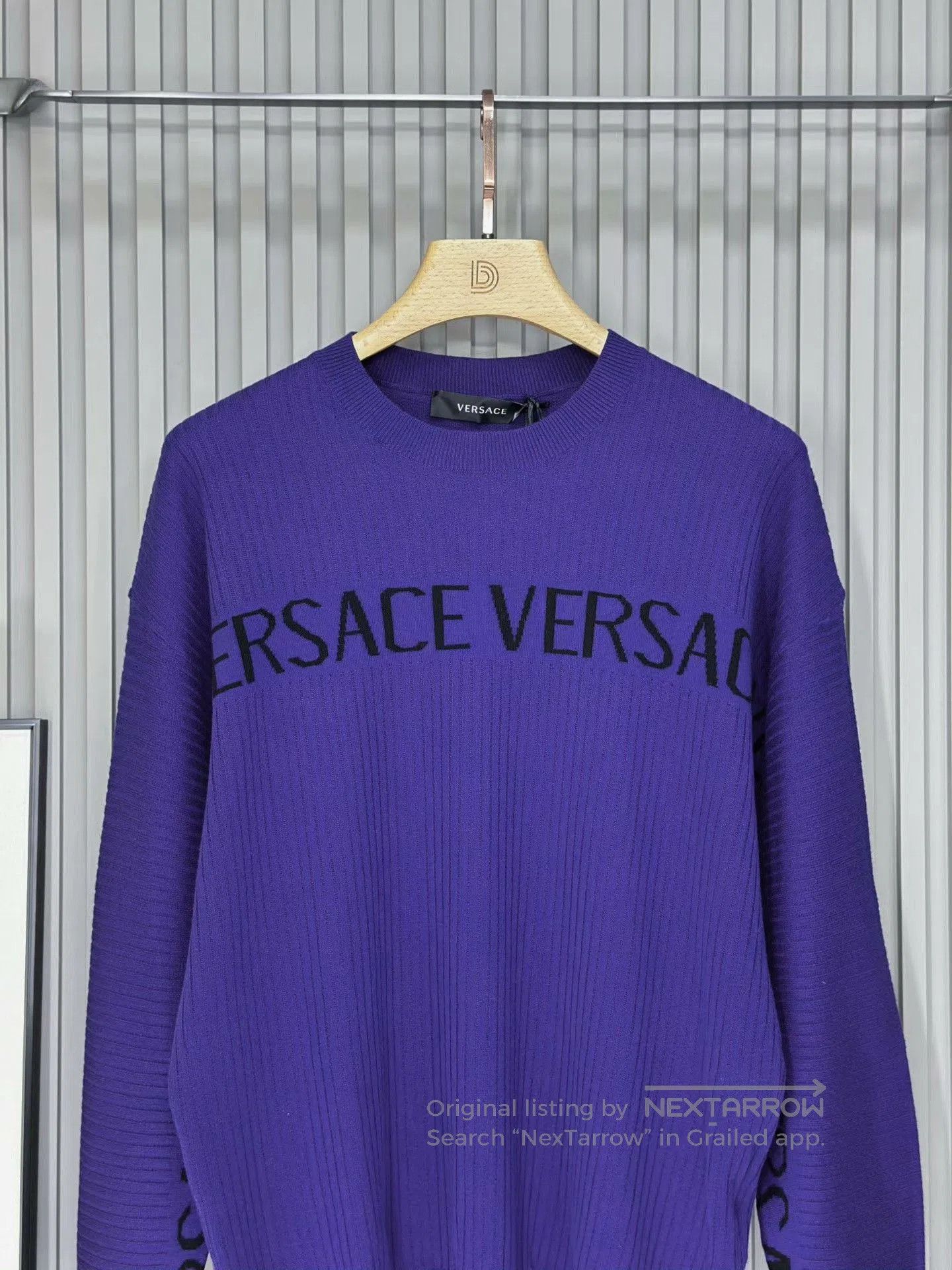 Versace Versace Purple Embroidered Casual Crewneck Sweater. Size US S / EU 44-46 / 1 - 3 Thumbnail