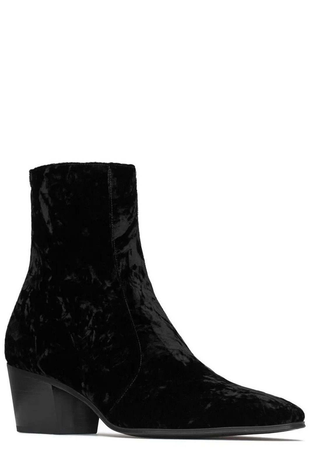 o1b1hav110924 Vassili Zipped Velvet Boots in Black