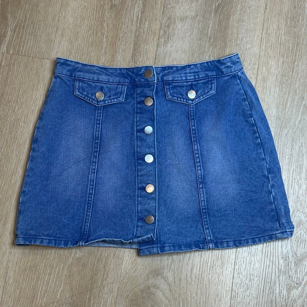 Other Atmosphere, Blue Wash w/ Fading Snap Away Denim Skirt 100% C Size 30" / US 8 / IT 44 - 9 Thumbnail