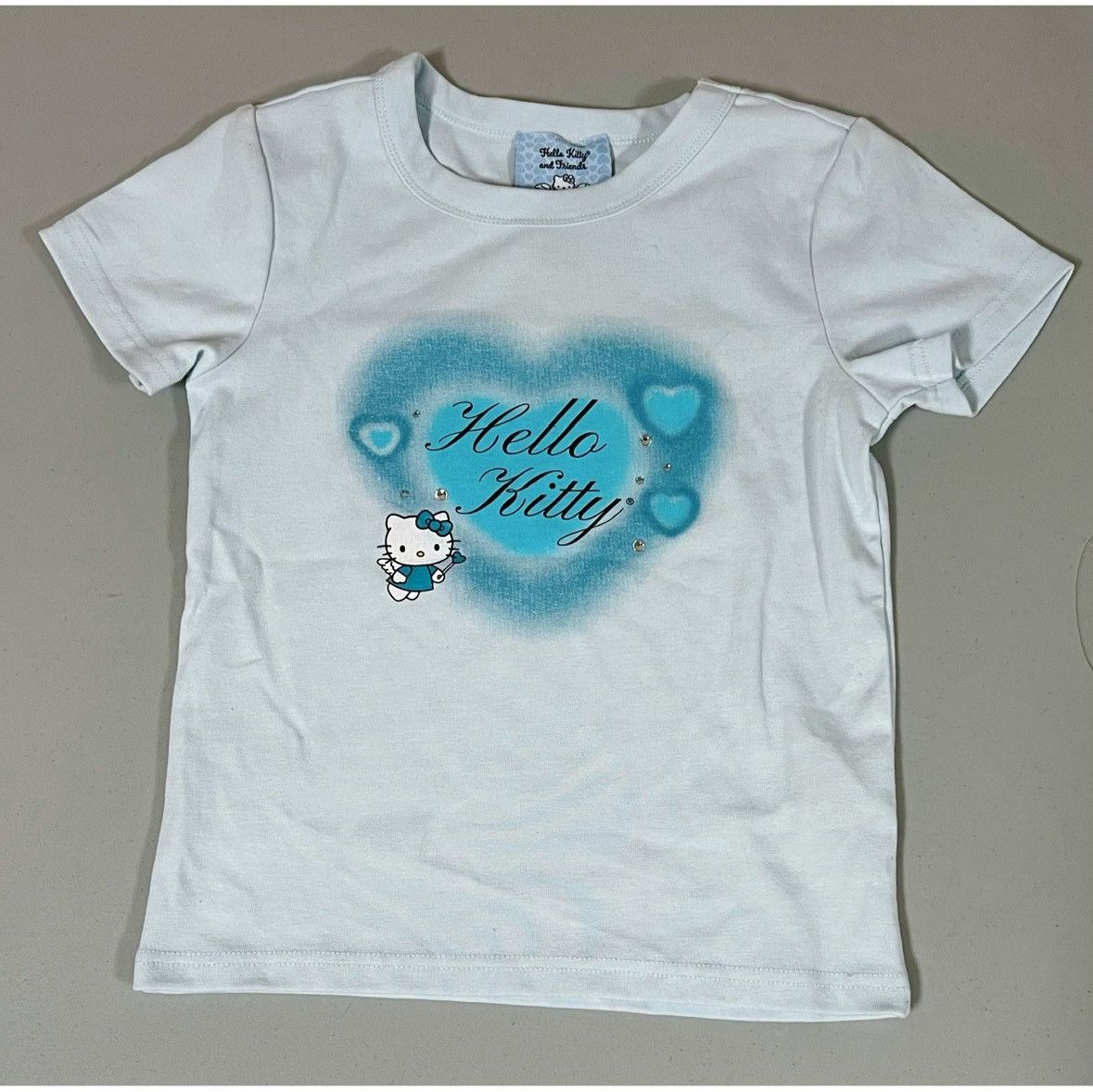 Japanese Brand Hello Kitty Blue Airbrush Tee Shirt Top Size 9/10 (Girls) 🩵✨ Size XS / US 0-2 / IT 36-38 - 4 Thumbnail