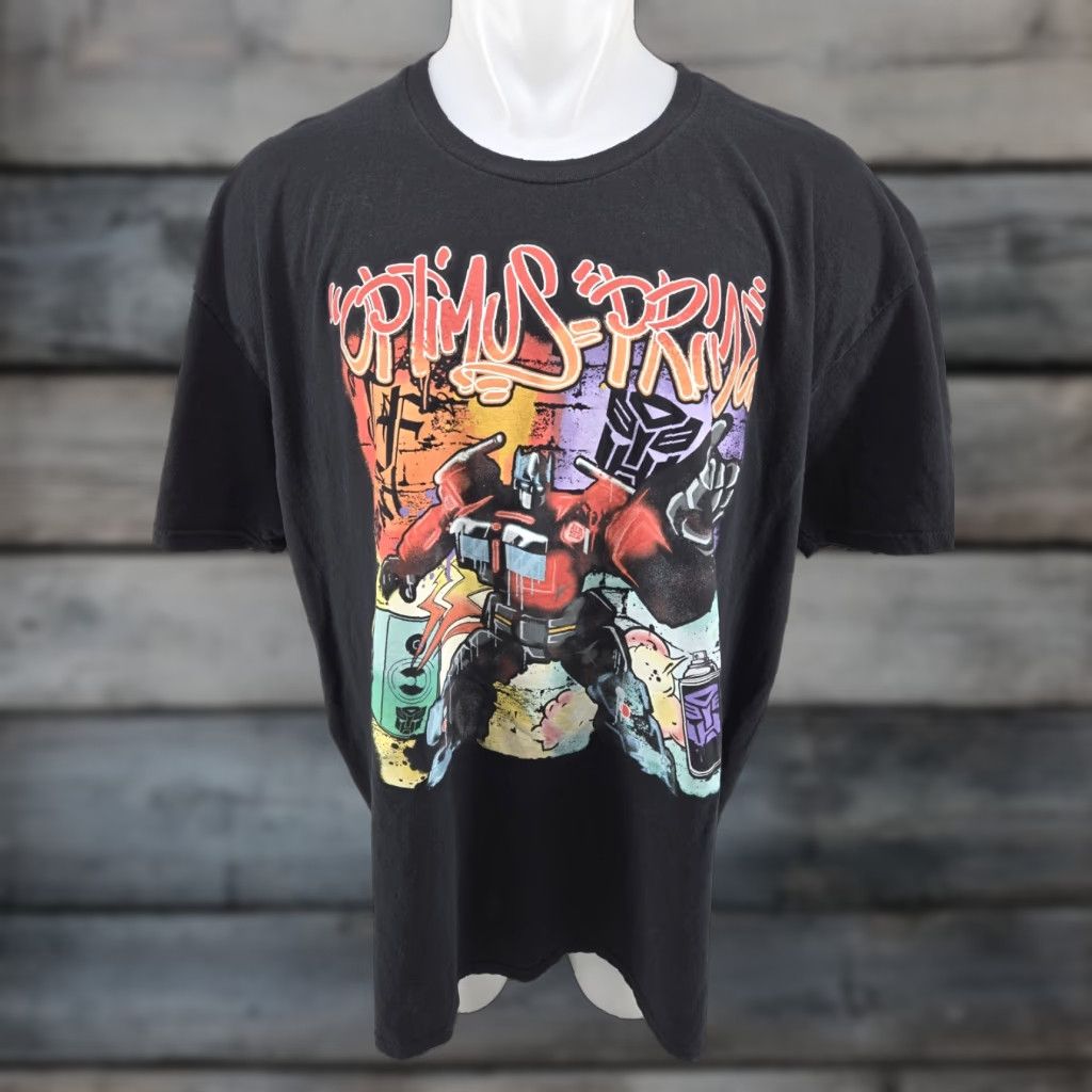 Vintage Transformers Black Mens T-Shirt Short Sleeve Size 3XL Optimus Prime Classi c Logo Print Vintage? No Size US XXL / EU 58 / 5 - 1 Thumbnail