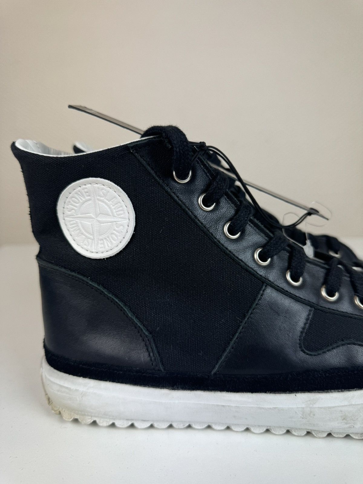 Stone Island Stone island leather tissue trainers high top sneakers 43 Size US 9.5 / EU 42-43 - 4 Thumbnail