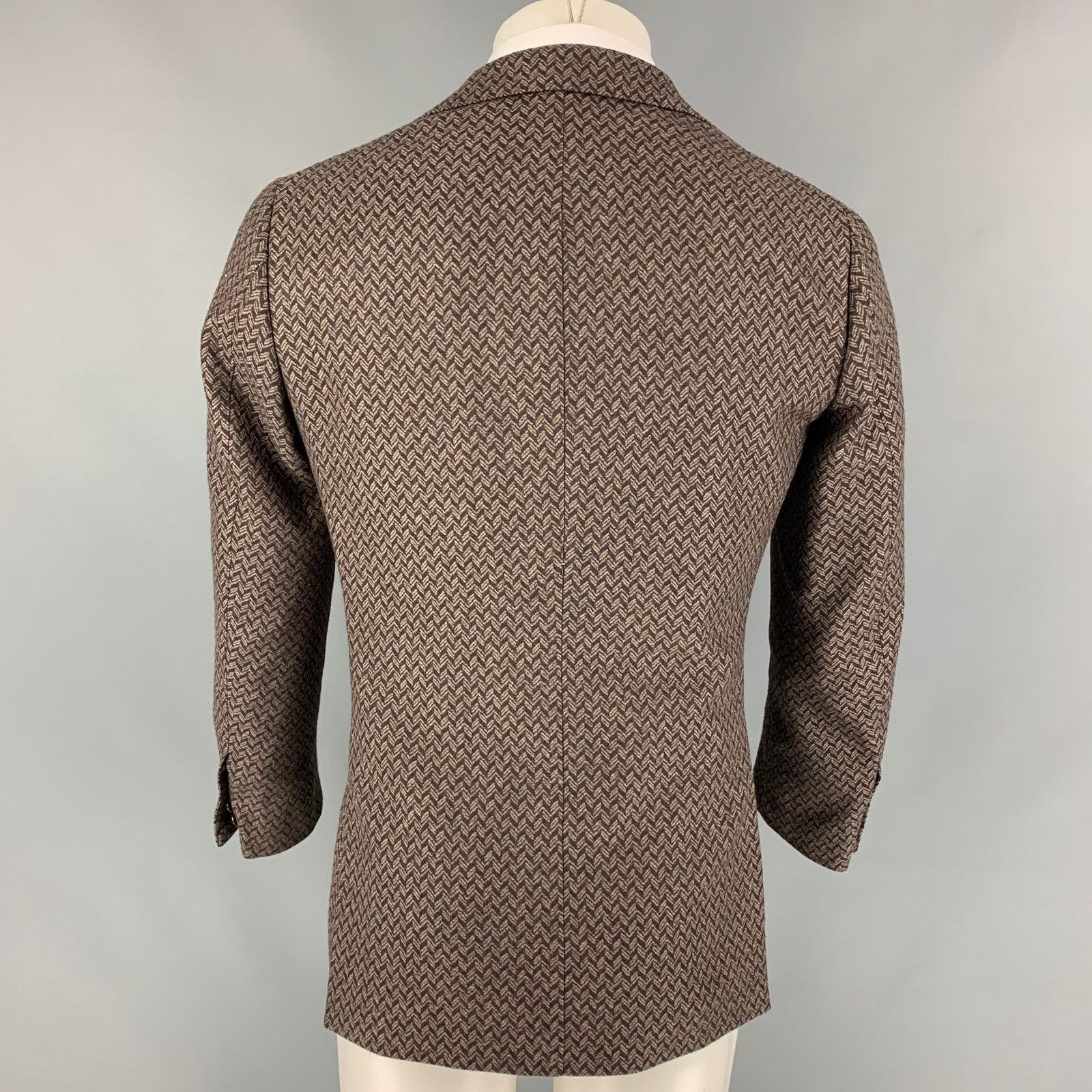 Other Brown & Beige Herringbone Wool Single Breasted Sport Coat Size 34R - 4 Thumbnail