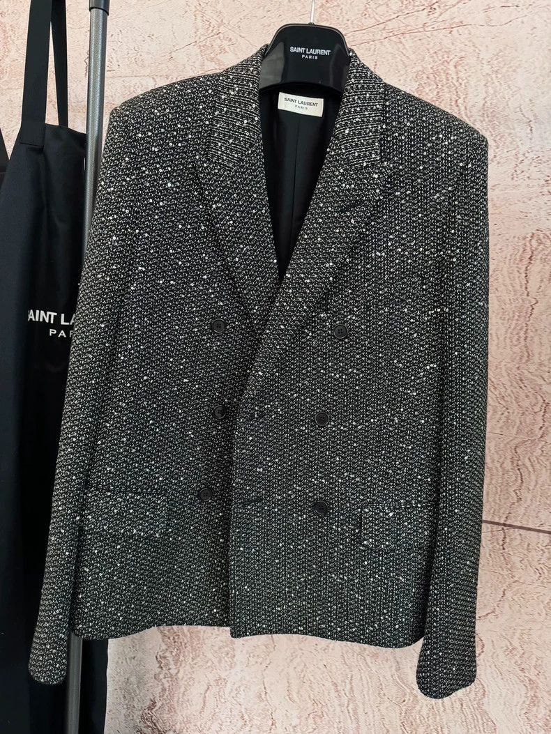 Saint Laurent Paris Saint Laurent Double Breasted Suit Coat-2506 Size US L / EU 52-54 / 3 - 1 Thumbnail