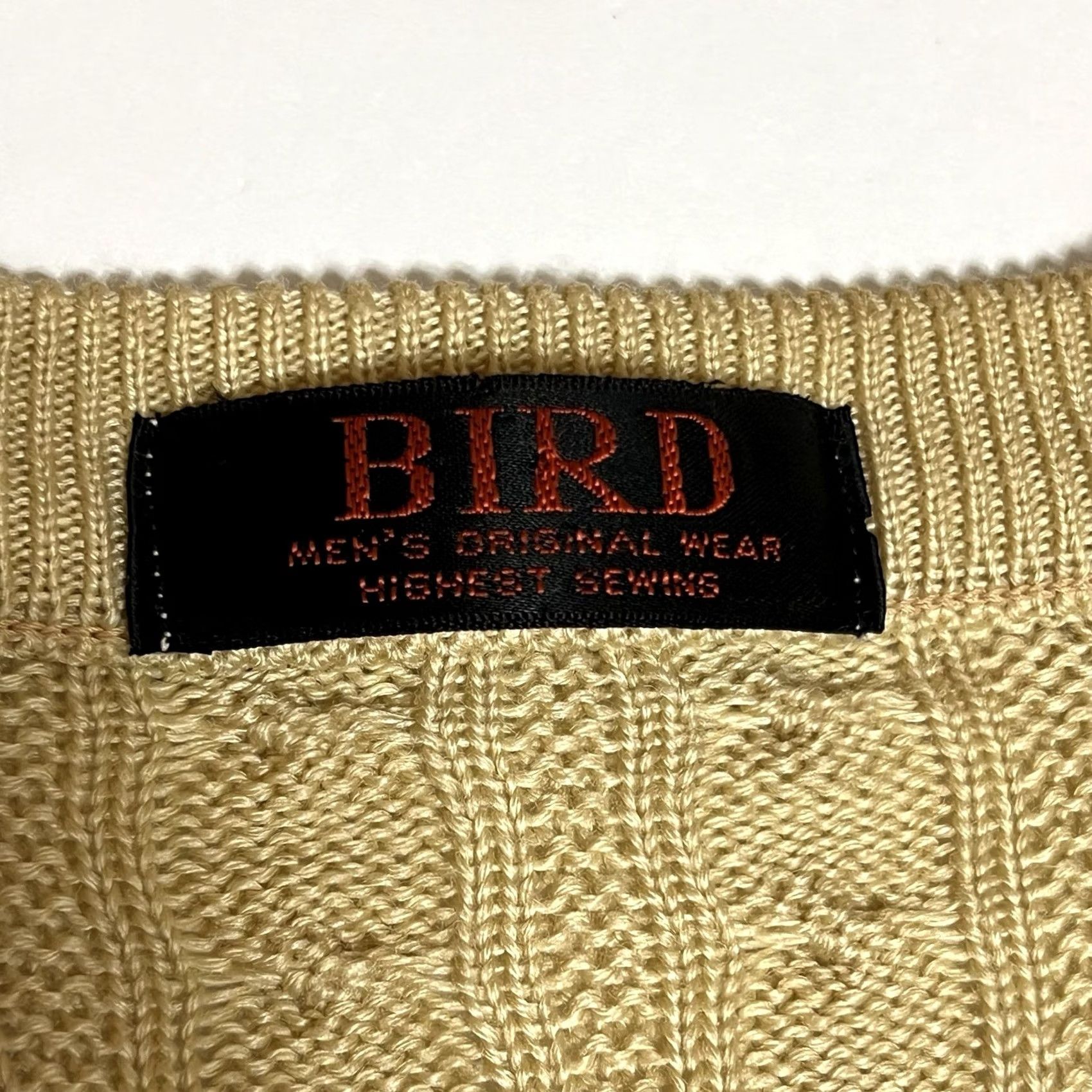 Vintage VINTAGE Bird Men’s M-L Cable Knit Fisherman’s Sweater Tan Wool Blend Sweater Crew Neck Long Sleeve Beiges 90s Outdoor Casual Mens Size US M / EU 48-50 / 2 - 7 Thumbnail
