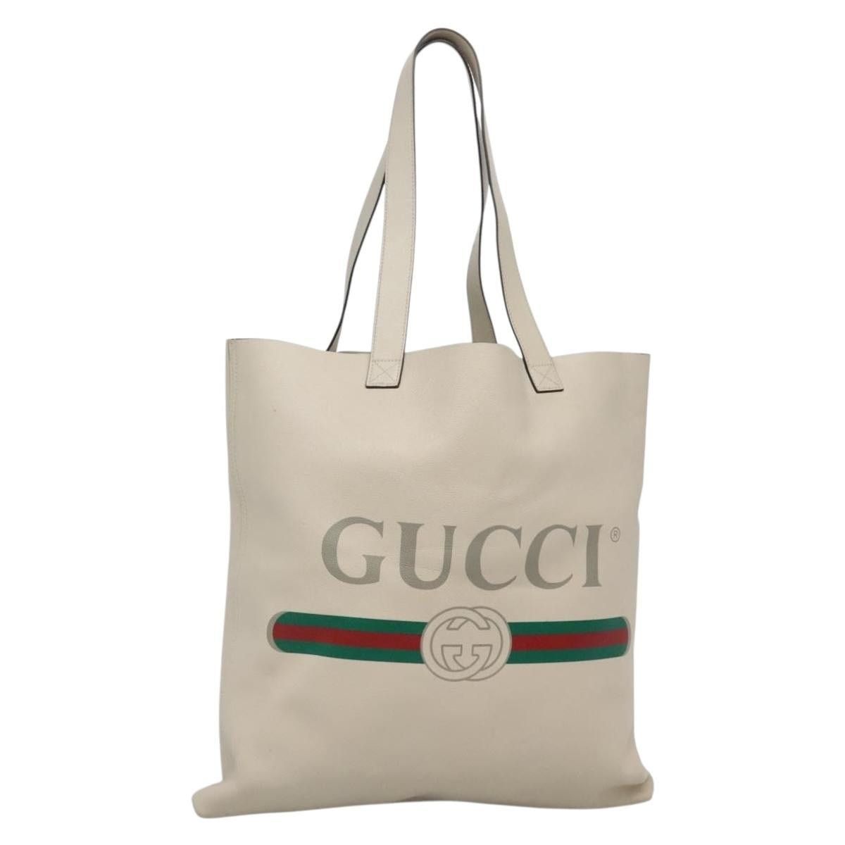 Gucci GUCCI Web Sherry Line Tote Bag Leather Ivory Size ONE SIZE - 1 Thumbnail