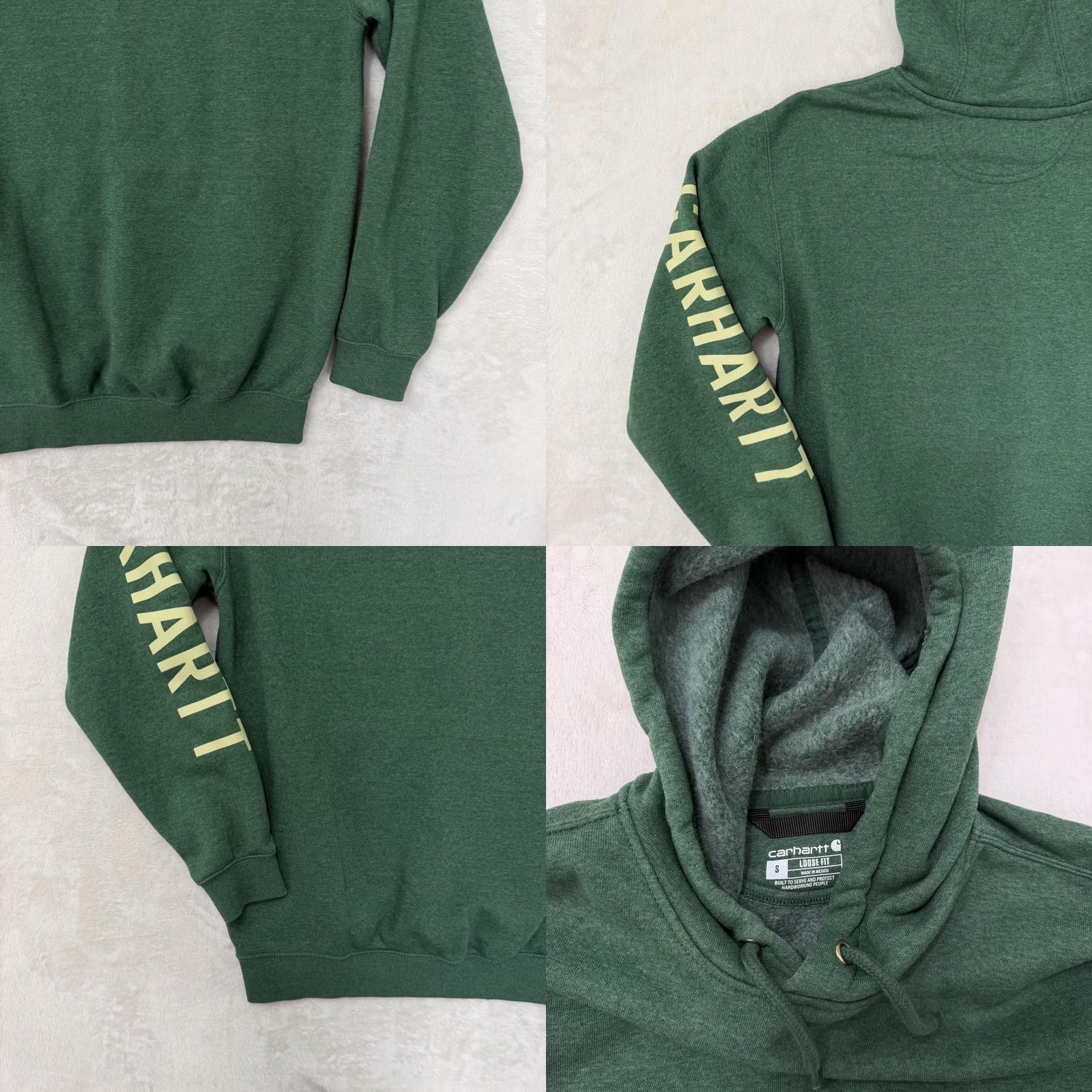 Carhartt Carhartt Hoodie Sweatshirt Mens Small Green Logo Fleece Pullover Crew Neck Pockets Graphic Print Relaxed Fit Size US S / EU 44-46 / 1 - 9 Thumbnail