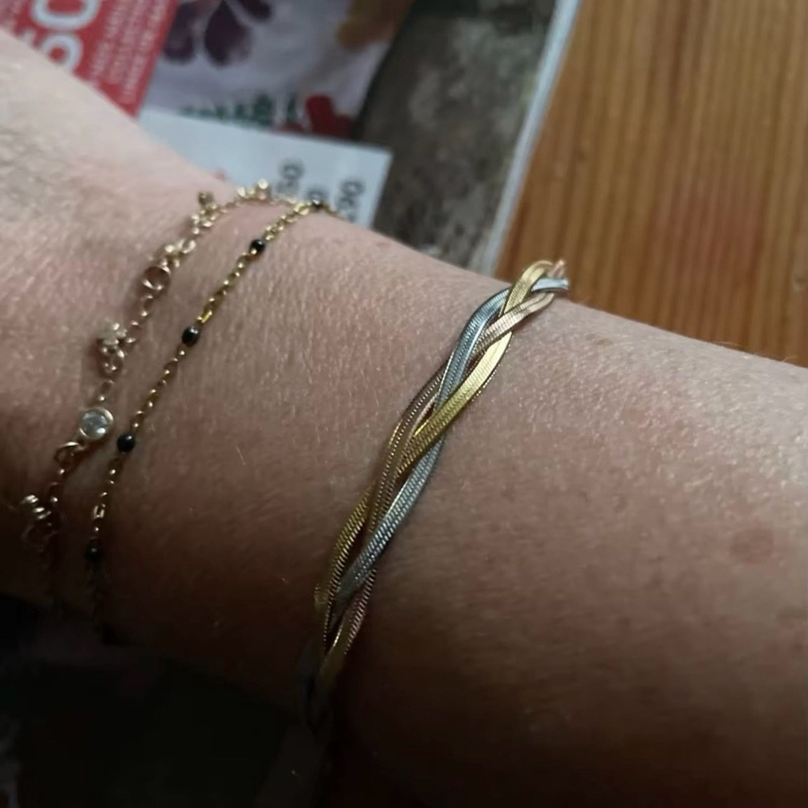 Other Twisted Three Tone Bracelet for Men and Women 7.2” Size ONE SIZE - 3 Thumbnail