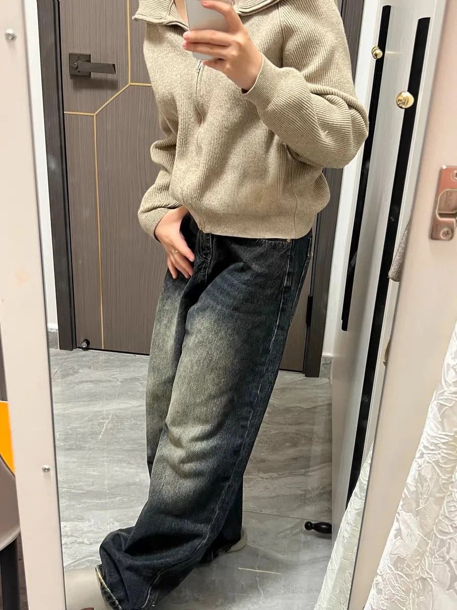 Wide Leg Straight Loose Denim Trousers