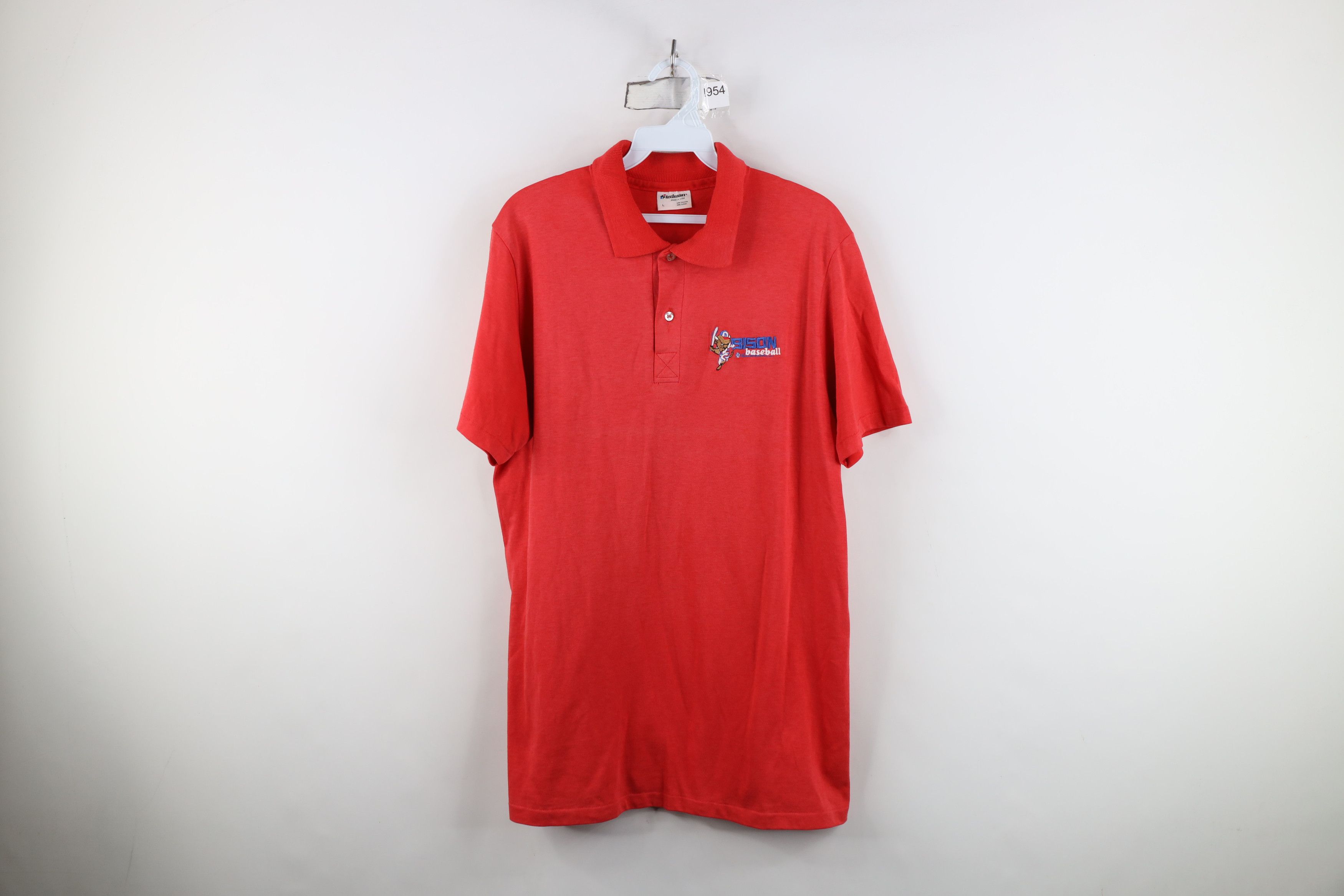 Vintage Vintage 90s Minor League Baseball Baseball Polo Red USA Size US L / EU 52-54 / 3 - 1 Thumbnail