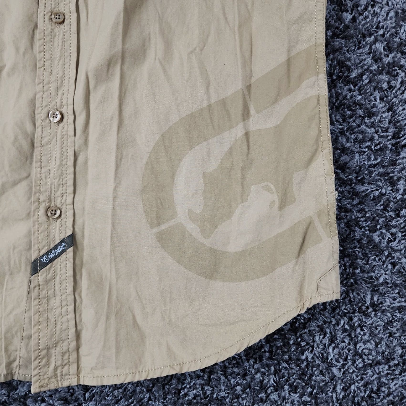 Ecko Unltd. VINTAGE Ecko Unltd Shirt Mens Beige Short Sleeve 100% Cotton Size M Button-Up Mens Size US 31 - 2 Thumbnail