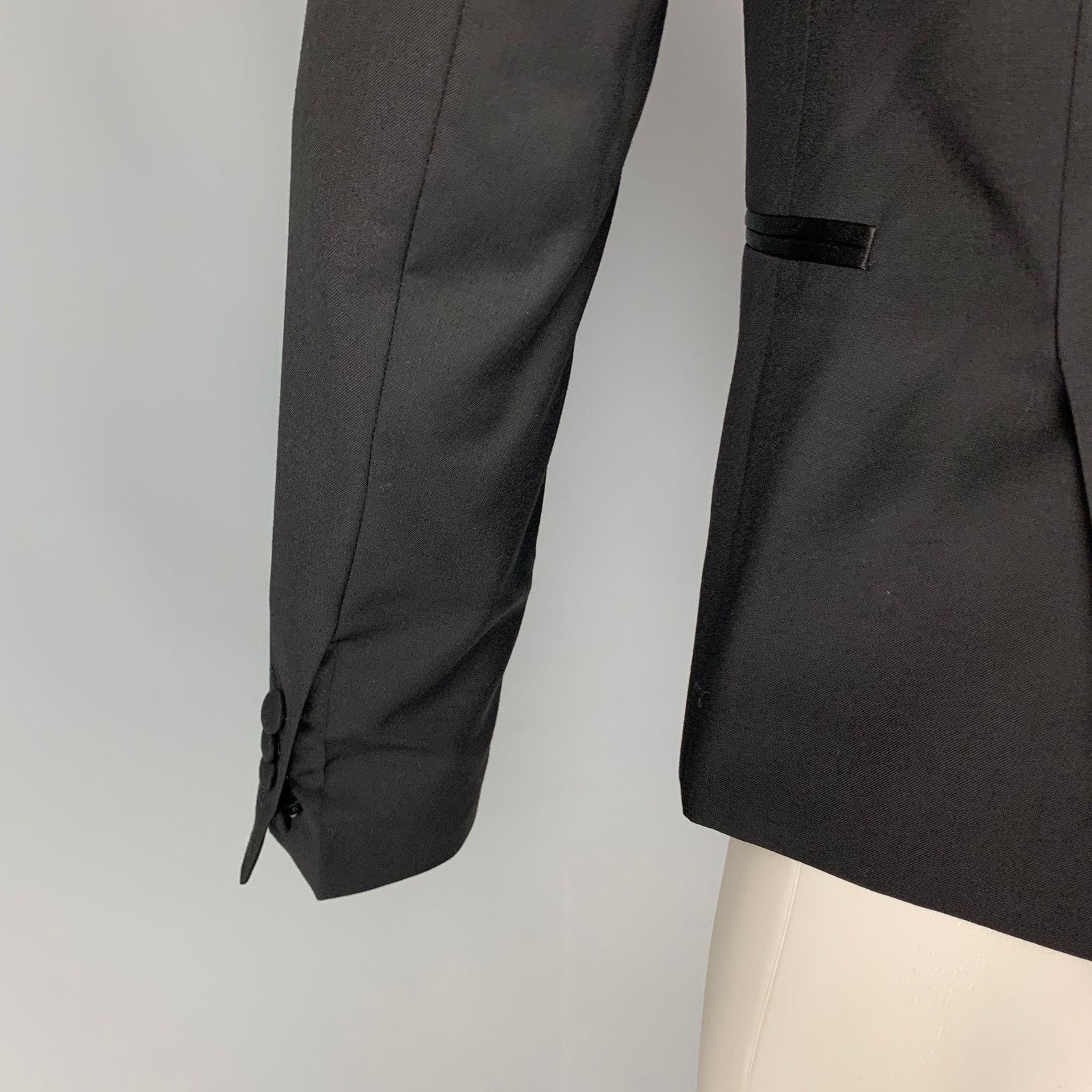 The Kooples THE KOOPLES Size 36 Black Wool Tuxedo Sport Coat Size 36R - 4 Thumbnail