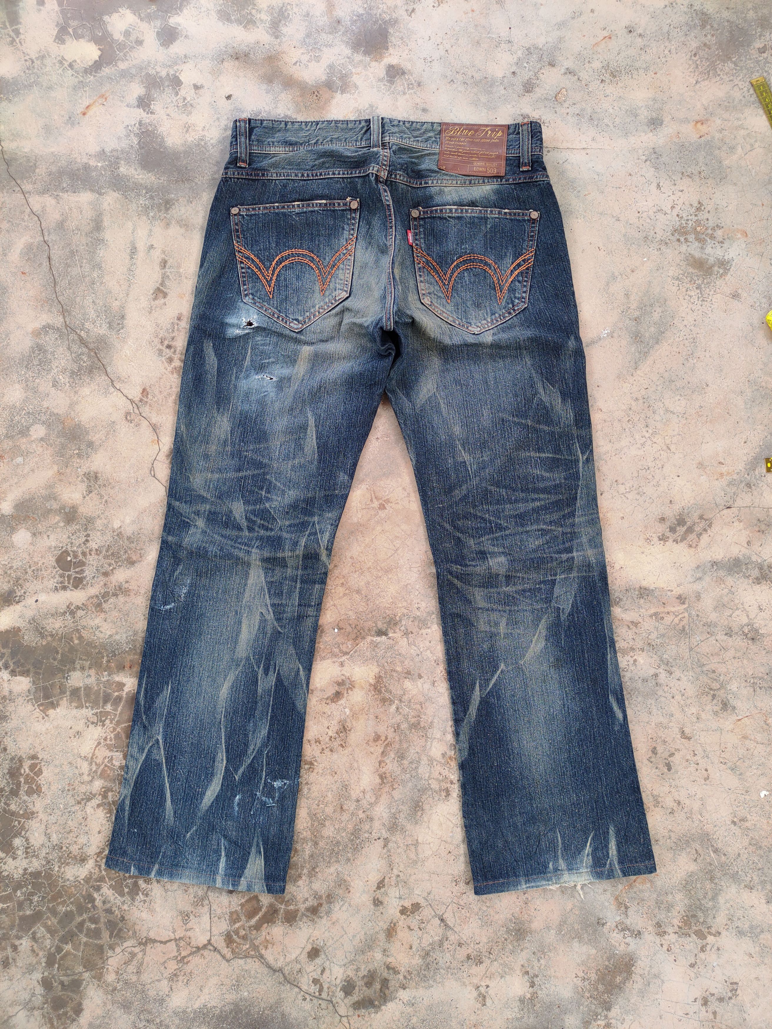 Edwin VINTAGE EDWIN BLUE TRIP RUSTY FADED RIPPED JEAN DENIM PANTS Size US 36 / EU 52 - 9 Thumbnail