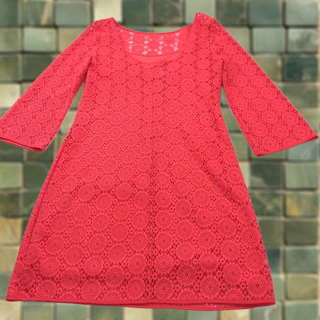 Lilly Pulitzer Lilly Pulitzer Orange Coral Topanga Knit Crochet Slip Dress M Womens Sleeveless Scoop Neck Short Dress 86016 Size M / US 6-8 / IT 42-44 - 1 Thumbnail