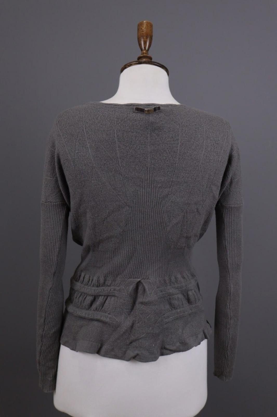 Designer High Use Gray Relaxed Wool Asymmetrica Blouse Top Size S Size S / US 4 / IT 40 - 10 Thumbnail