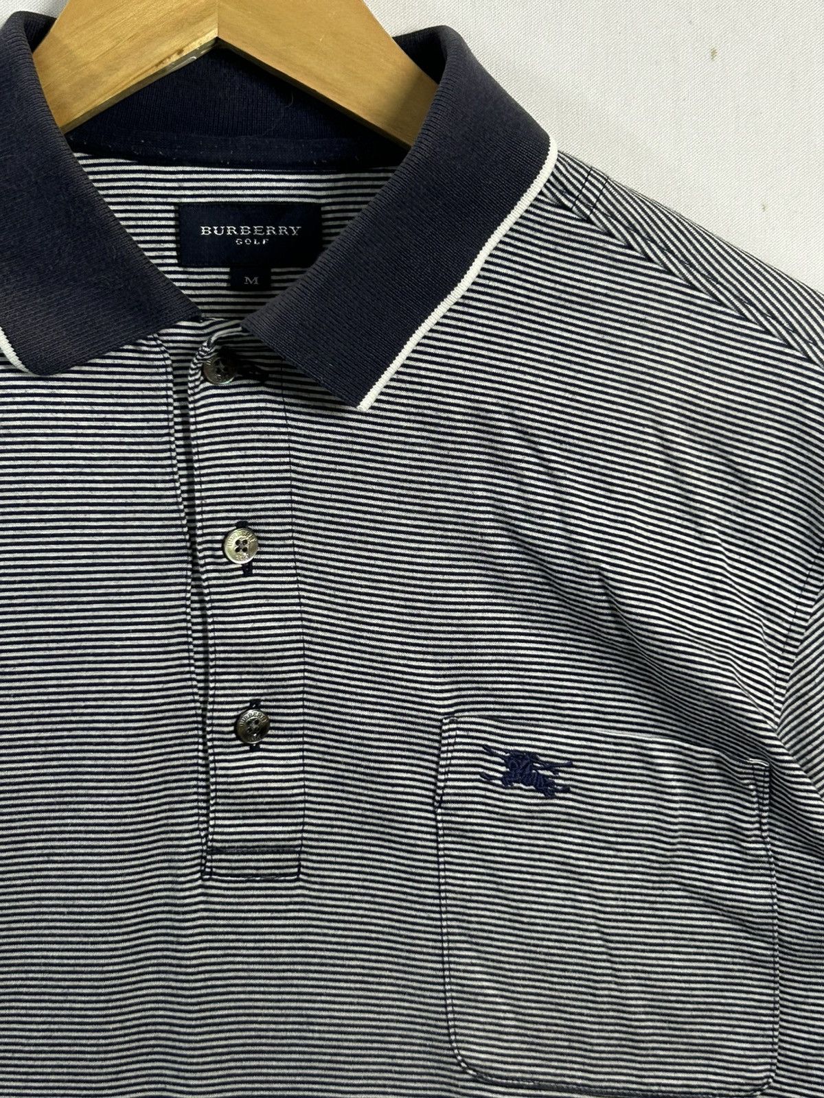 Burberry × Vintage Vintage Striped Burberry pocket collar tee Size US M / EU 48-50 / 2 - 3 Thumbnail